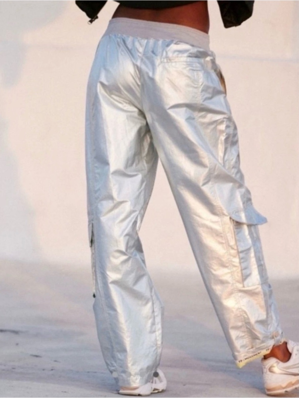 Free People FP Movement Mesmerize Me Metallic Cargo Pants Statement - Picture 3 of 7